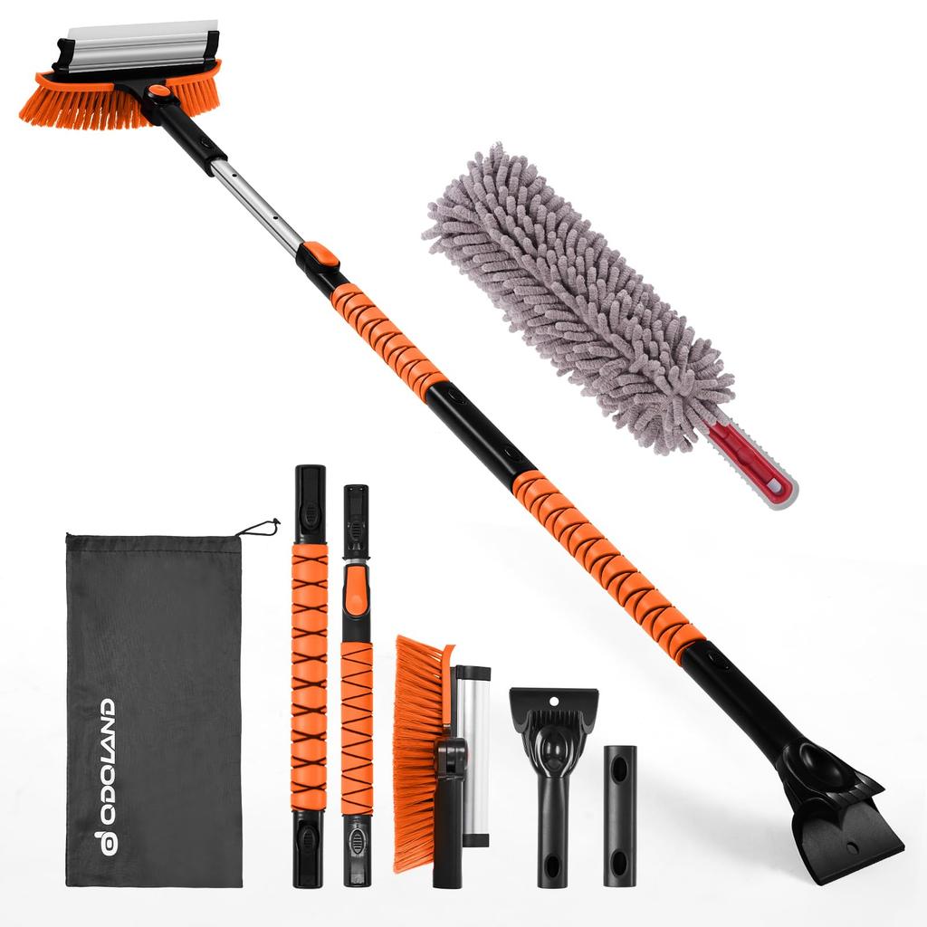 Odoland Car Snow Telescopic Snow Removal Ice Snow for and Brush, Brush, Scraper, Defrosting, Defrosting, Removal, Detachable, Cars, Trucks, SUVs,