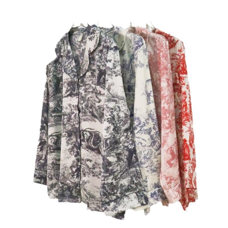 Di Lizheba's autumn new ice and snow silk can be worn outside, high-end loungewear two-piece pajamas for women