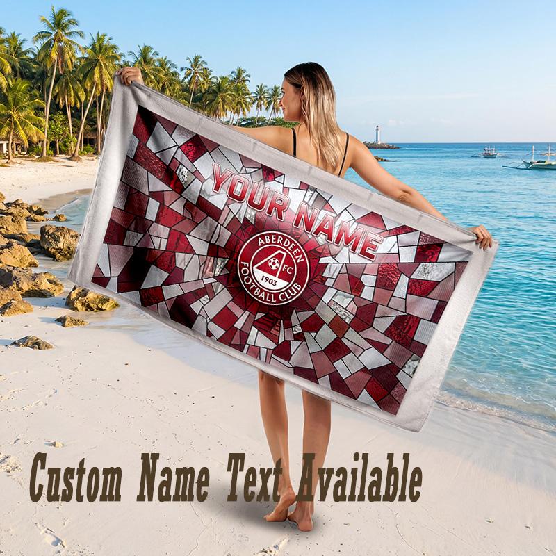Aberdeen FC Design Beach Towel Custom Text Large Towel for Beach Vacation