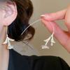 Fashion Metallic Flower Leaf Hook Earrings for Women Girl Unique Individualistic Niche Dangle Earrings Party Jewelry Accessories