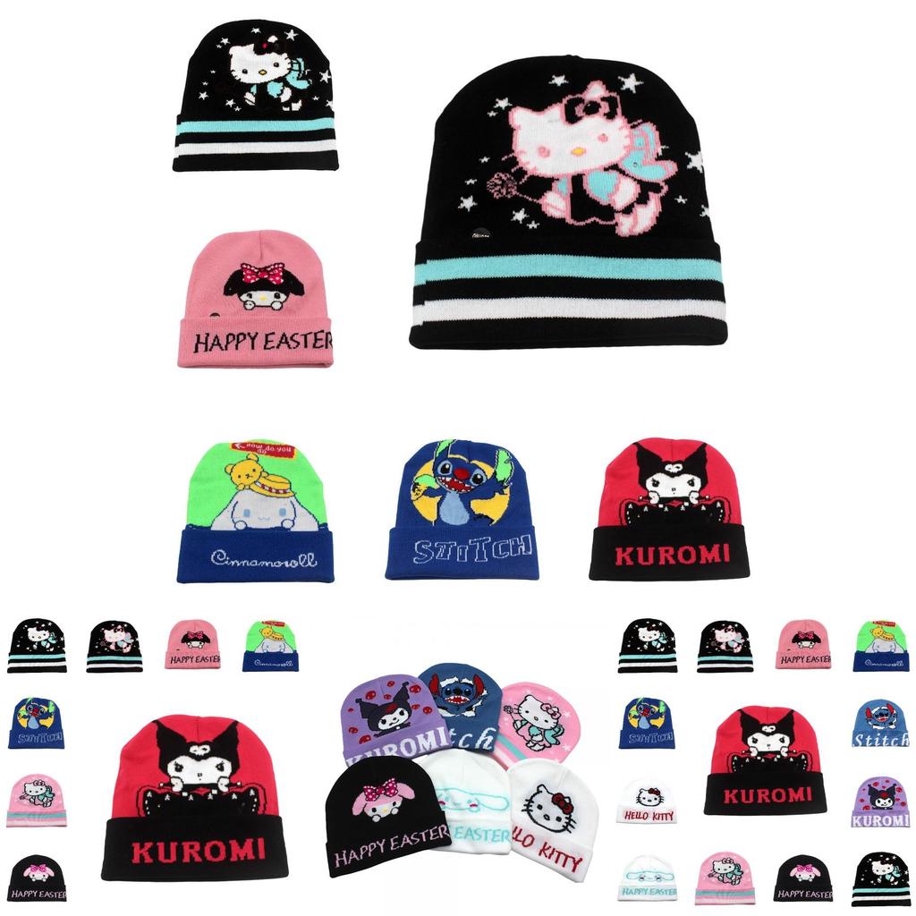 Cozy Knit Kawaii Kuromi Stitch Character Beanie Hat For Stylish Winter Warmth