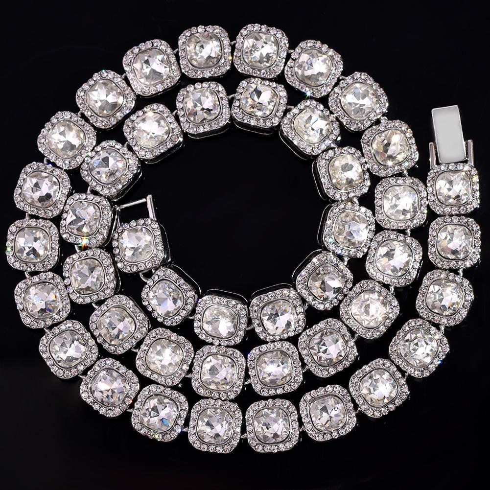 

Iced Out Square Tennis Chain Cuban Link Chain for Women 13MM Rhinestone Paved Maimi Cuban Chain Hip Hop Necklaces Jewelry 7inch bracelet