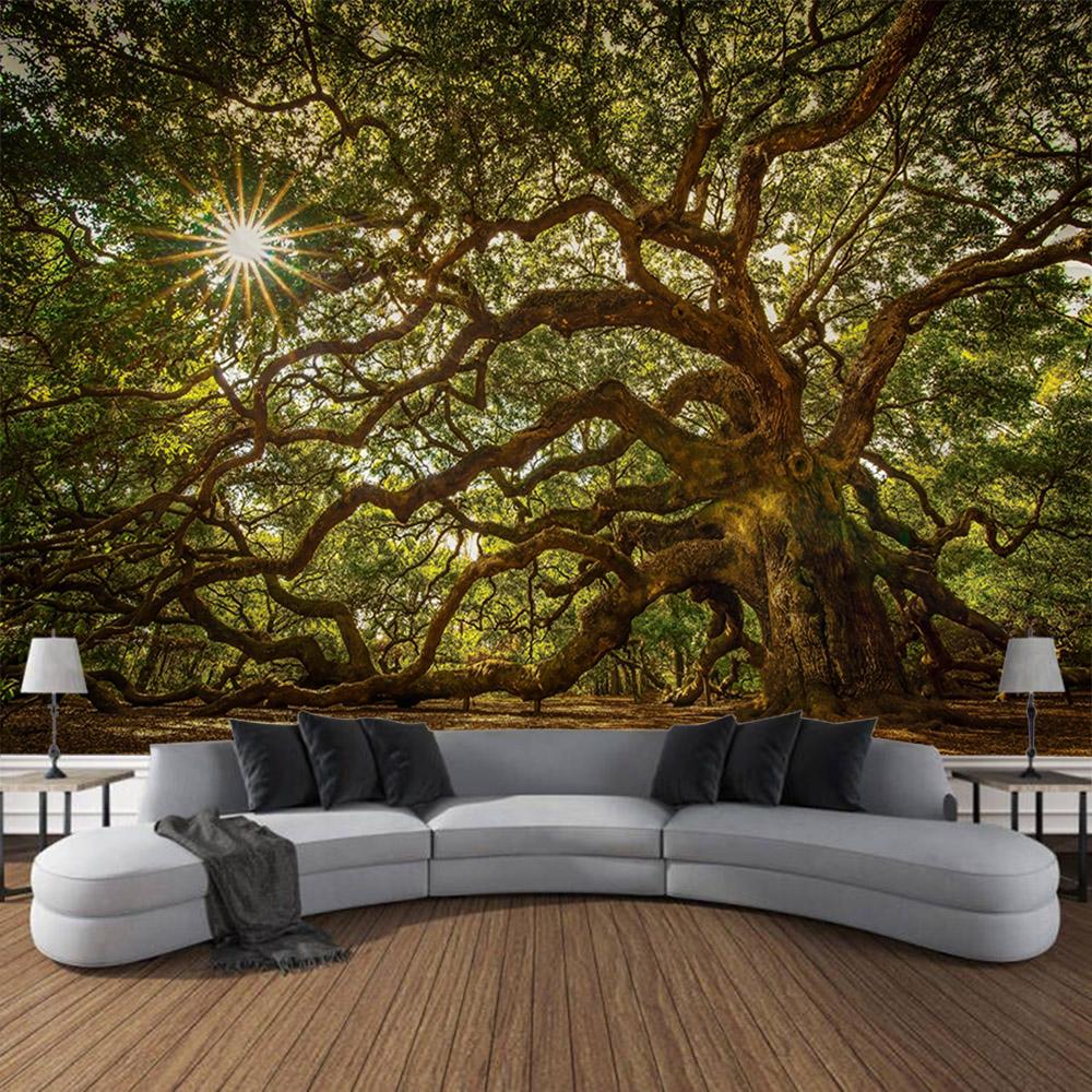 Natural Forest Tapestry Wall Hanging Home Art Decoration Hanging Painting Living Room Dormitory Outdoor Picnic Mat Bed Sheet