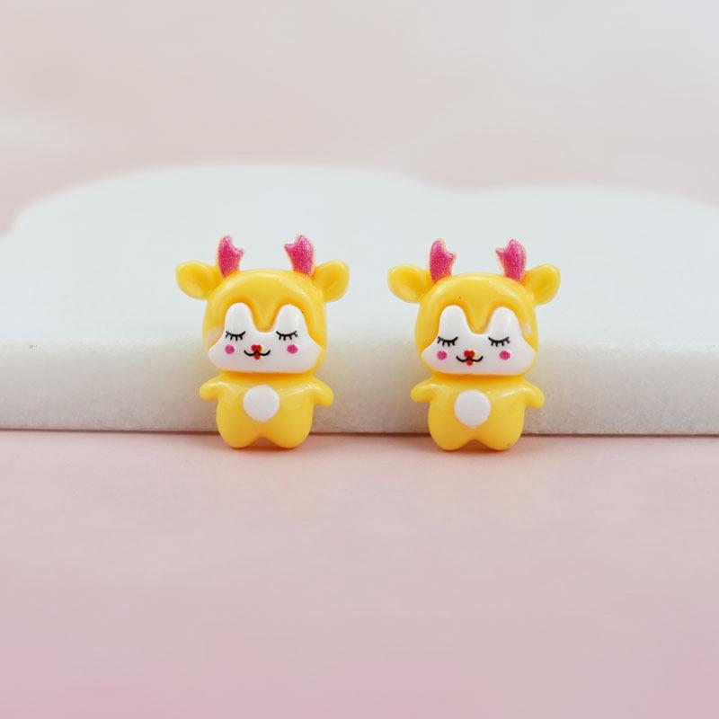 20pcs Colorful Resin Cartoon Deer Animal Flatback Cabochon Scrapbook Craft DIY Accessory Decor Figurine