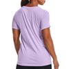 Under Armour Solid Color Crew Neck Pullover With Letter Print T-Shirt Women Tops Purple 1372682-515
