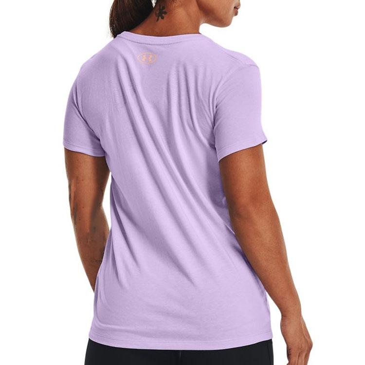 Under Armour Solid Color Crew Neck Pullover With Letter Print T-Shirt Women Tops Purple 1372682-515