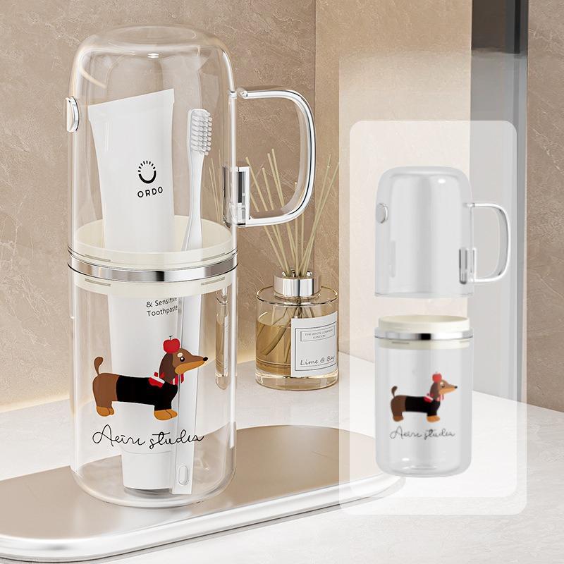 

Наклейка Стакан для полоскания рта, Дорожный стакан для туалетных принадлежностей, Портативный стакан для зубной щетки, Бытовой стакан для хранения зубных щеток Two cups (transparent)