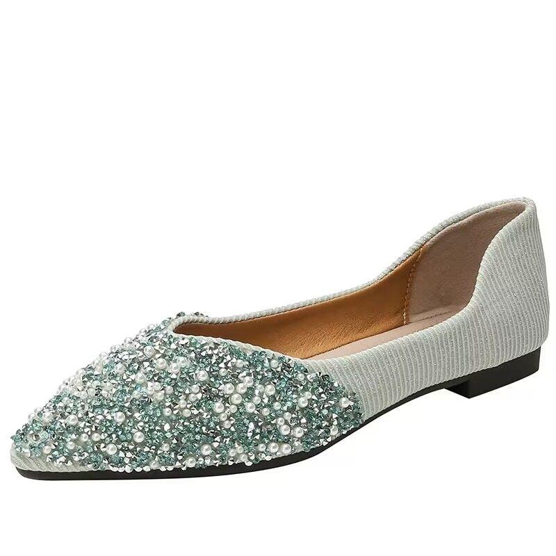 Comfortable and Elegant Pearl Pointed Toe Woman Flats Korean Style Offer Y2k Wholesale Spring Low Price Slip-on Shoes for Women