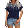 Women's Casual Fashion Round Neck Rolled Hem Short Sleeve Floral Top