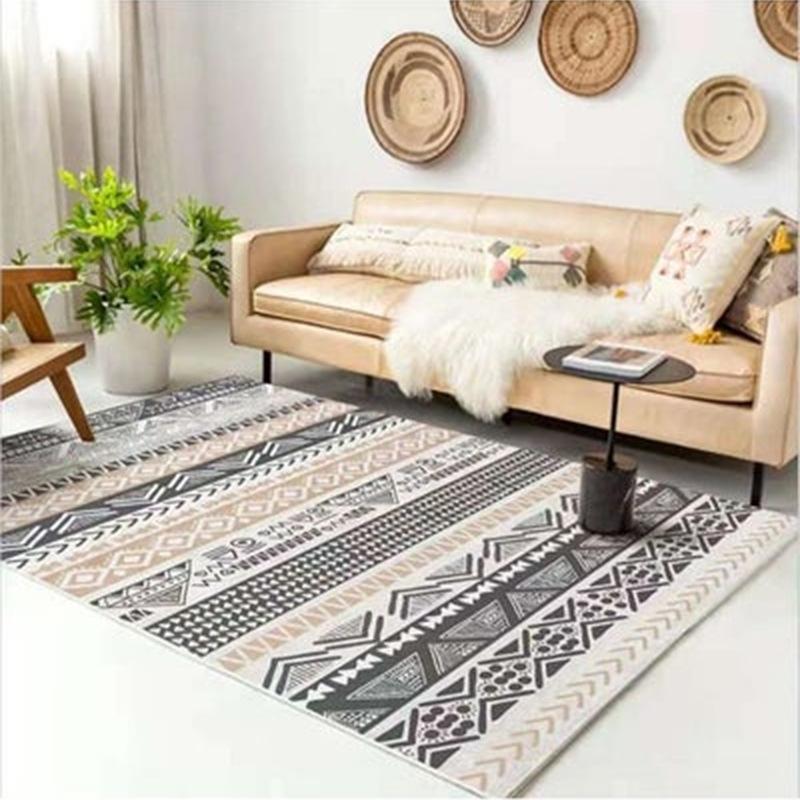 Living Room Carpet Moroccan Bohemian Lines Vintage Nordic Style Living Room Carpet Bedroom Bed Carpet