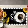 Sunflower Grid Meal Mat American Retro Meal Mat Home Table Insulation Mat Kitchen Decoration Mat