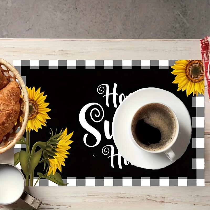 Sunflower Grid Meal Mat American Retro Meal Mat Home Table Insulation Mat Kitchen Decoration Mat