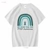 PTSD Awareness T Shirt Teal Ribbon Post Traumatic Stress Disorder Recovery Supportive for Veteran Motivational Vintage Washed