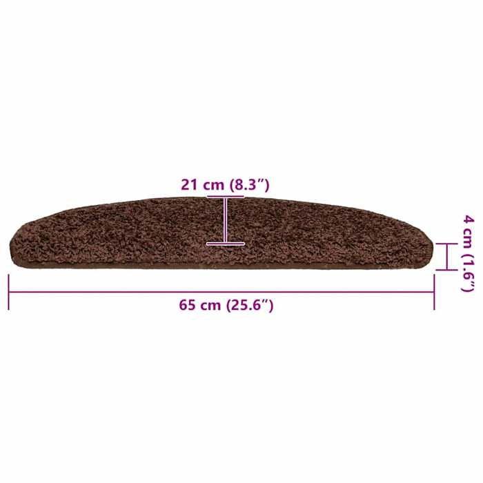 VidaXL Tapis d'escalier 30 pièces 65 x 21 x 4 cm Marron Demi-rond Grand 3365815