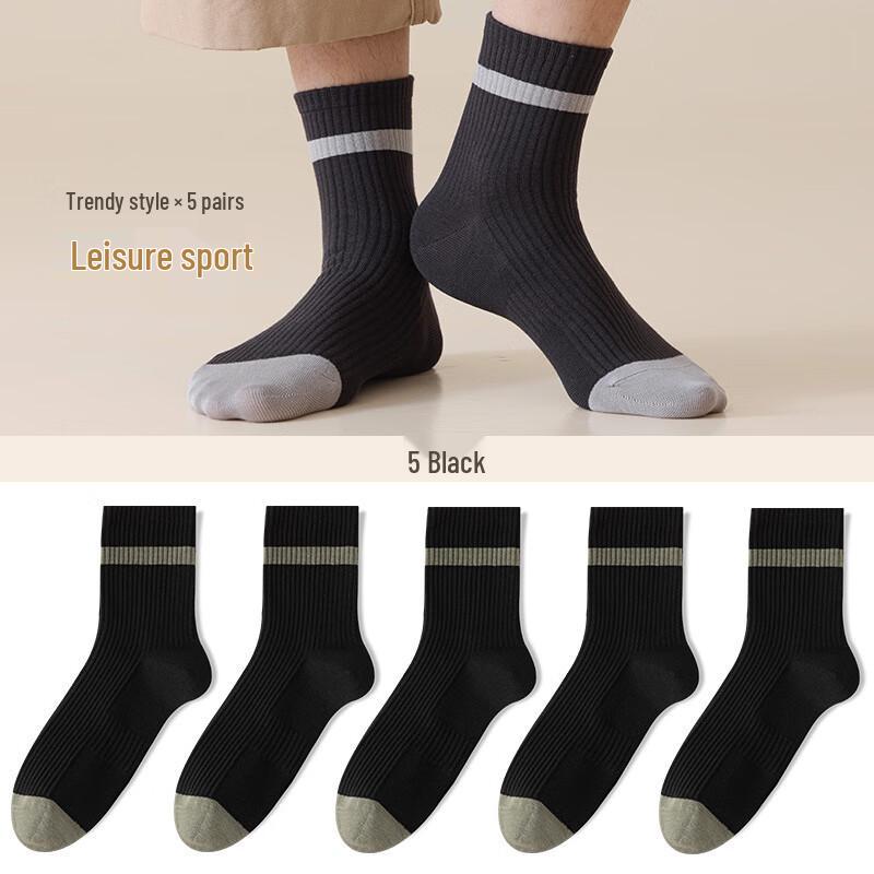 Yu Zhaolin Men s Mid-Calf Business Cotton Socks One Size
