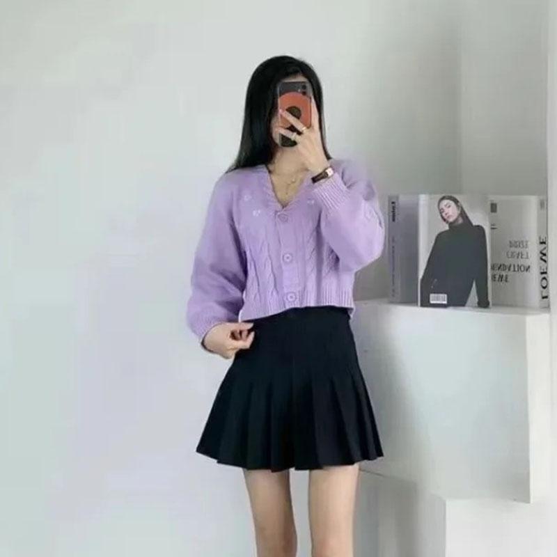 Cardigan Gentle Wind Day Short Soft Milk Sweater Women Coat Spring and Autumn Outwear V-Neck Knitted Sweater Cardigan Top Women