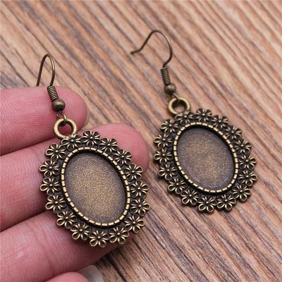 Ovaler Ohrhaken Glas-Cabochon-Fassung Tablett Tropfen- & Hängeohrring Damenschmuck Party Boho Fundstücke & Komponenten