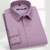 Chemise Business Casual à Manches Longues Unie Facile d'Entretien pour Homme Luomeng