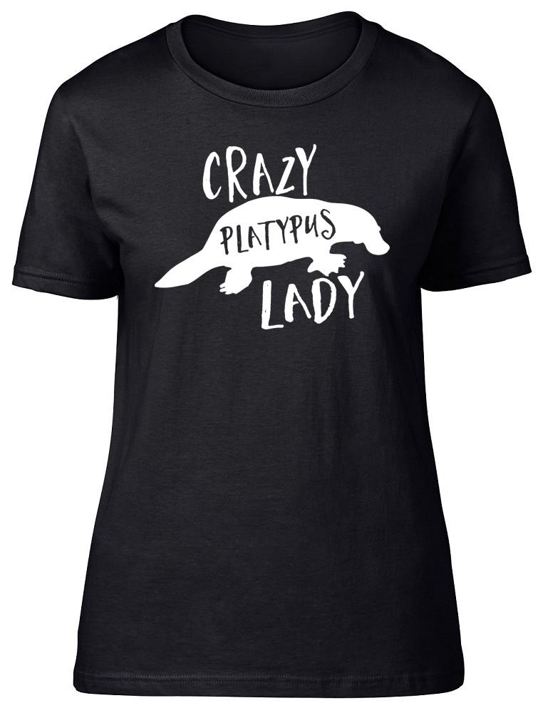 Crazy Platypus Lady Womens Ladies Short Sleeve Fitted T-Shirt S
