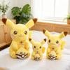 Soft Fluffy Anniversary Pikachu Stuffed Doll Holding Poke Ball Bow Design 3550Cm Anime Plush Toy For Sofa Ornament Fans Gift