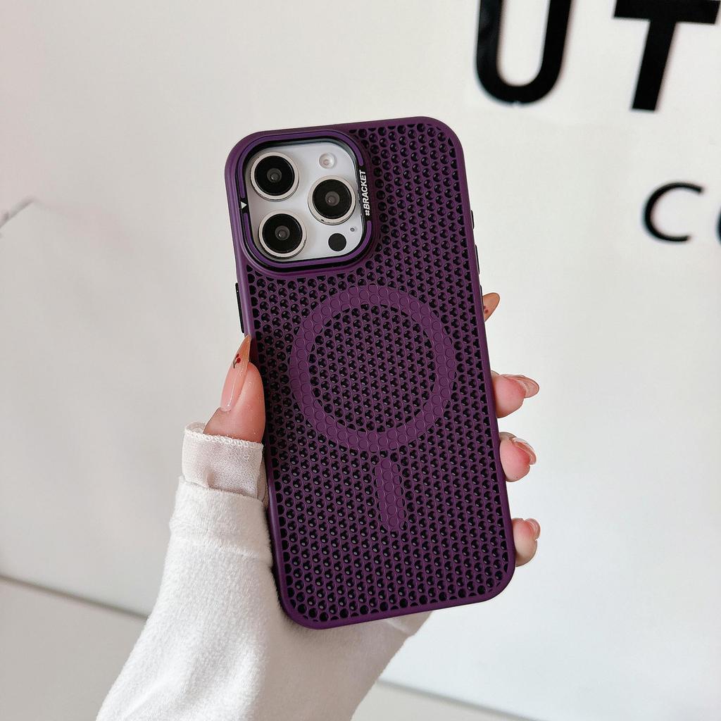 Honeycomb Heat Dissipation Magnetic Case for iPhone 16 Pro Max, Compatible with Apple 15 Lens and 14 Mesh Stand