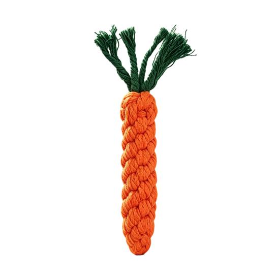 Плетеная морковка для собаки Безопасная хлопковая веревка Игрушка-грызунок для собаки Игрушка для чистки зубов для щенка в период прорезывания зубов Интерактивная игра Апорт