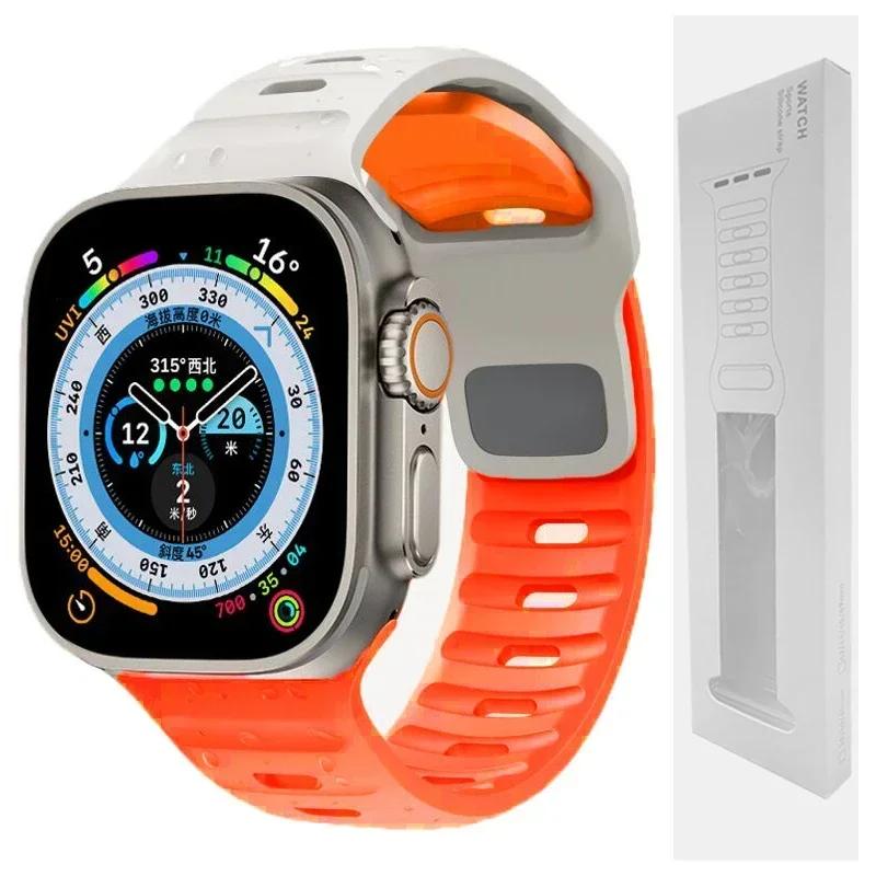 Soft Silicone Strap For Apple Watch Band Ultra 2 49mm 44mm 45mm 42mm 41mm 42mm sport Watchband iwatch Serise 5 6 7 8 9 bracelet