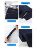 Women's Dark Blue Tencel Wide-Leg Jeans with Stitched Letter Waist