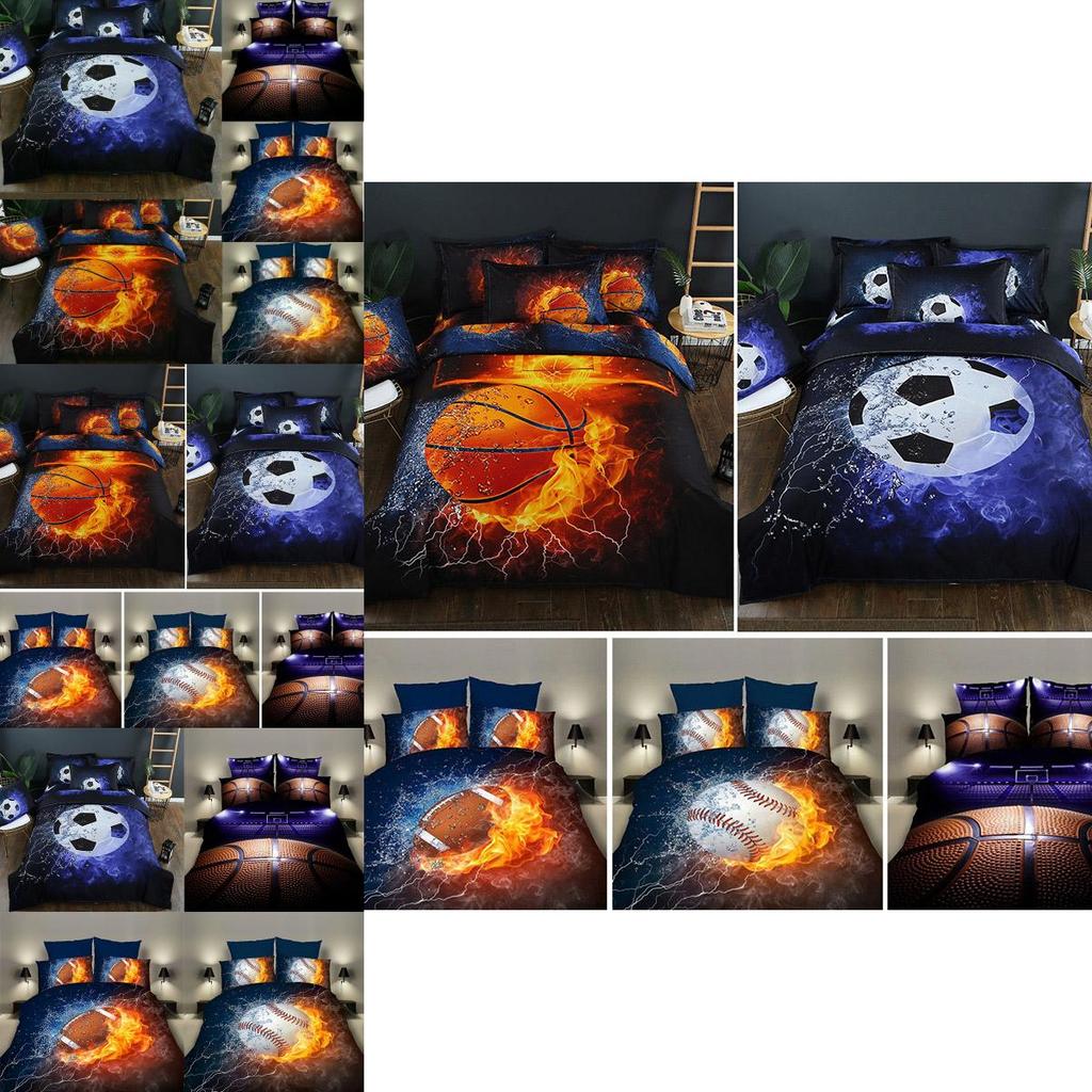 Contemporary 3d Football Basketball Bedding Set With Unique Charming Color Ways