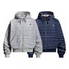 Mens Winter Striped Hooded Zip-Up Sweatshirt Loose Fit Streetwear Retro American Style
