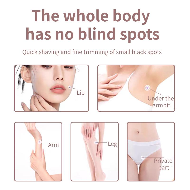 2-in-1 Electric Beard Shaver Double Head Lady Pubic Hair Face Underarm Groomer Painless Hair Removal Razor for Household Use