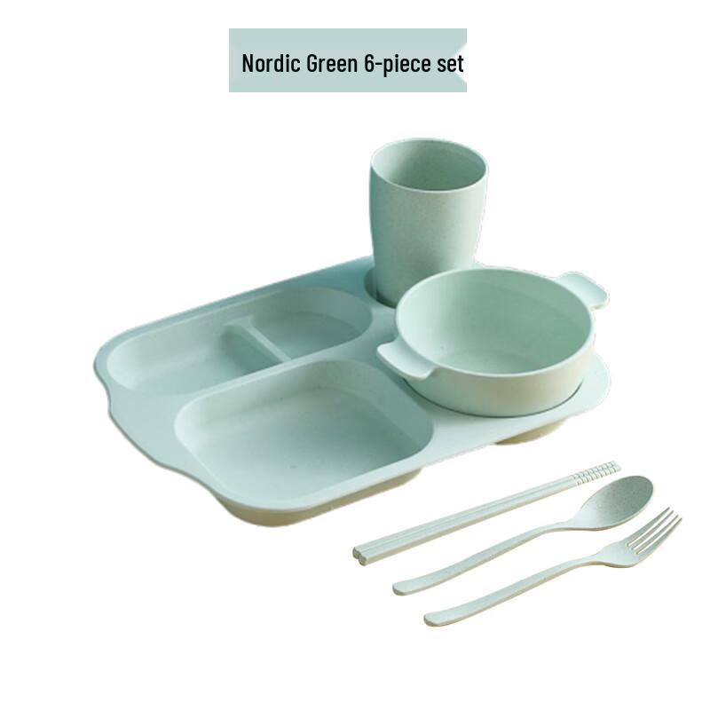 Kids  Wheat Straw Divided Plate Set