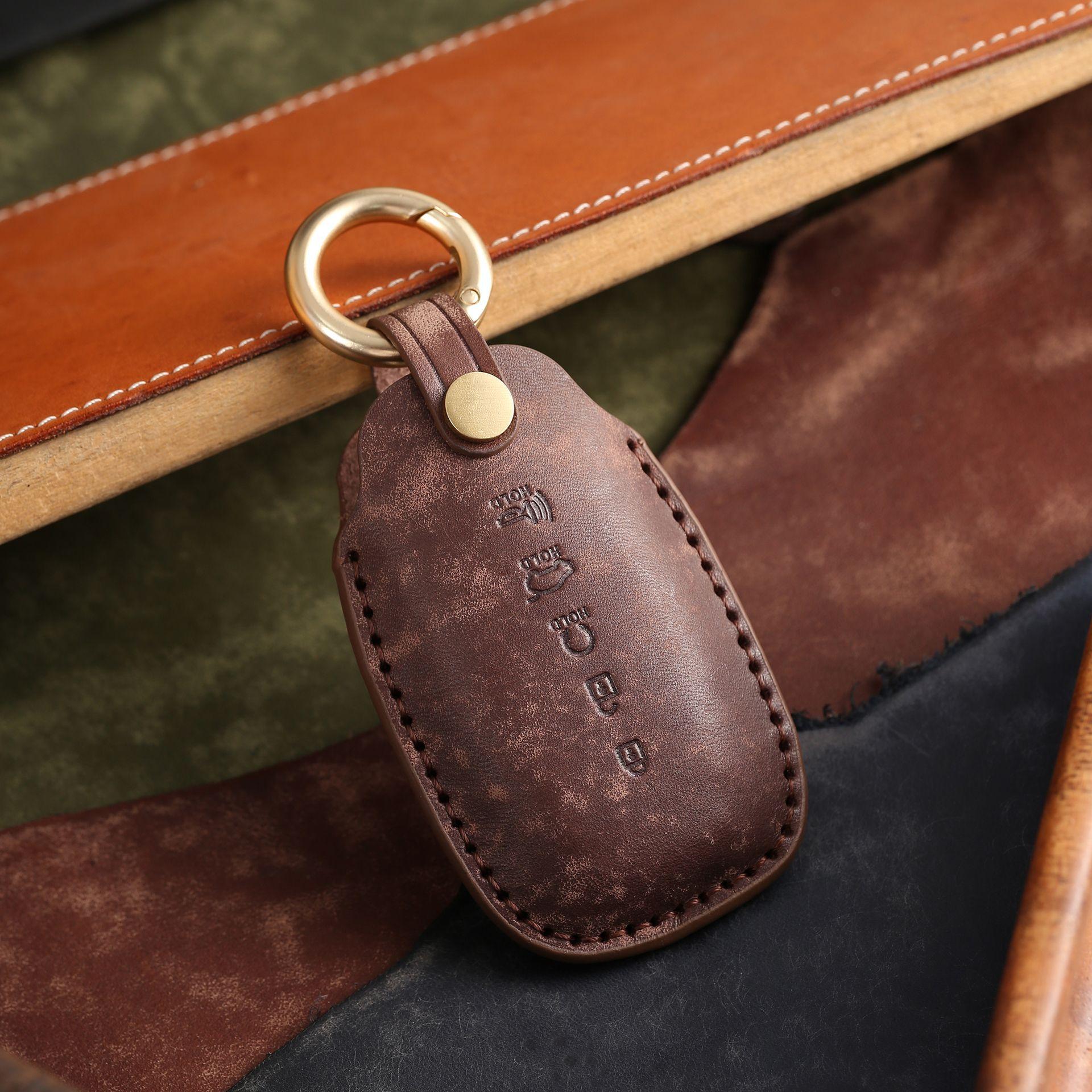 

Customized key cover is suitable for modern Fista car key cover, purely handmade high-end leather car key bag.