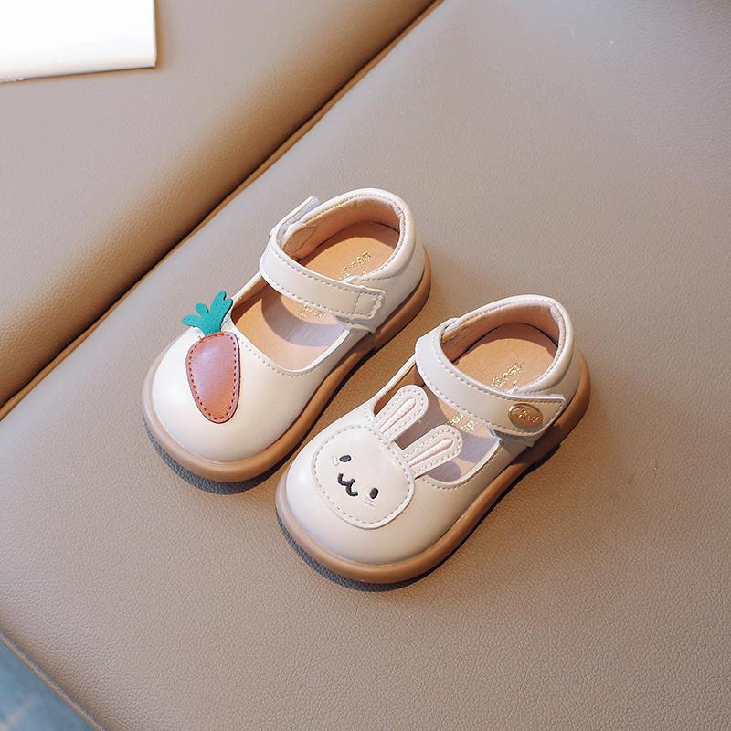 2024 New Spring Cute Bunny and Carrot Patch Children Casual Shoes for Girls Non-slip Kids Shoes Hook & Loop Breatheable Non-slip