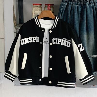 Spring and Autumn New Children's Color Block Baseball Uniform Single-breasted Jacket