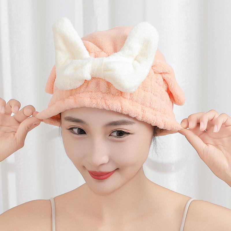 

Суперабсорбирующая быстросохнущая шапочка для волос из кораллового флиса - милое и стильное полотенце для душа для женщин 30*25 cm