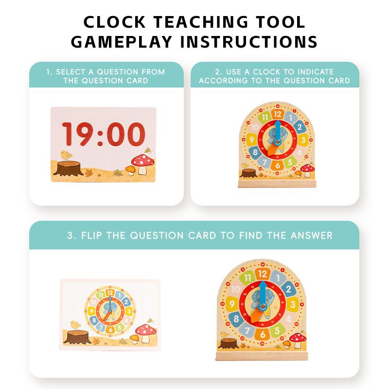 Montessori Educational Learning Toys Wood Clock Game for Children to Learn Reading Time Early Teaching Aids Basic Skill Practice