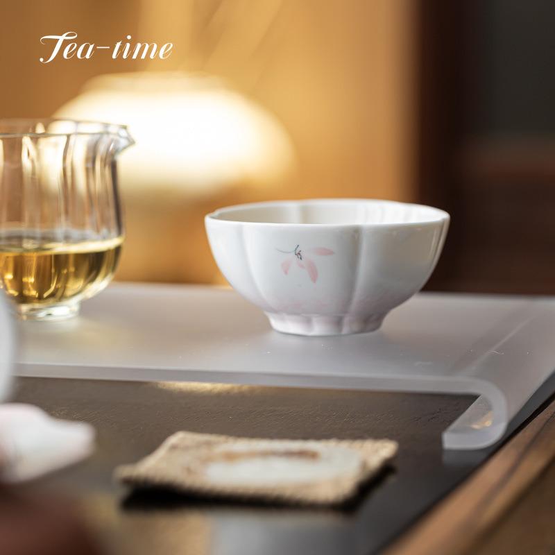 Handbemalte Rosa Orchidee Teetasse Handgefertigt Sechsblättrig Porzellan Teetasse Keramiktassen Teetassen Zubehör Schöne Schüsselhersteller Chinesisch