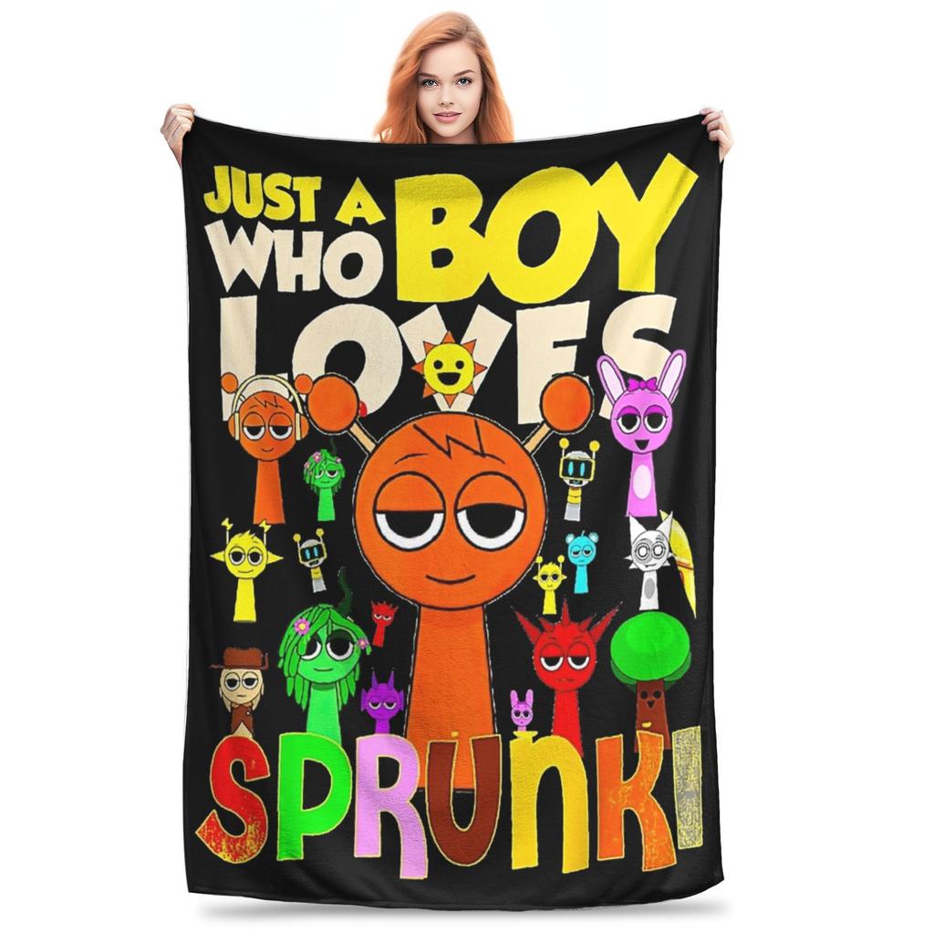 Incredibox Sprunki Game Blanket Fleece Spring/Autumn  Portable Warm Throw Blanket for Home Outdoor Plush Thin Quilt
