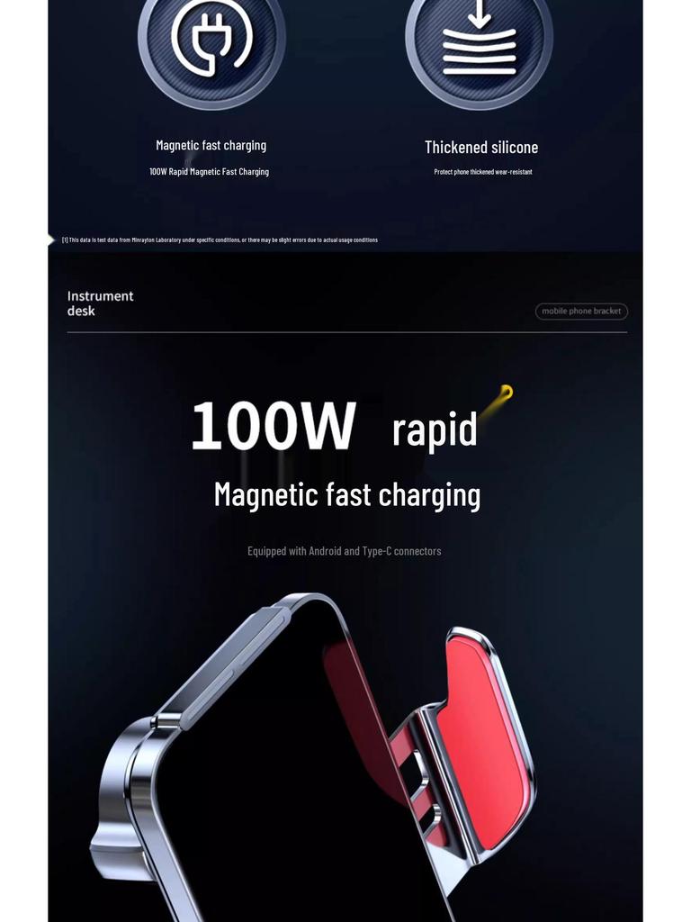 2025 Magnetische Kabellose Handyhalterung & Schnelllader mit Lüftungsschlitz- und Armaturenbrett-Saugfuß