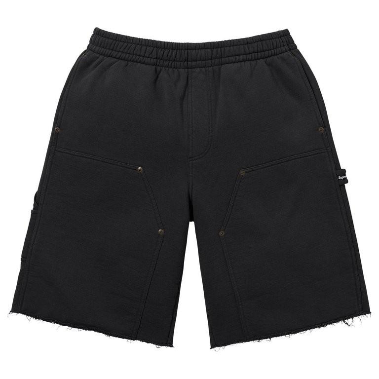 Supreme Doppelknie Maler-Sweatshorts Schwarz