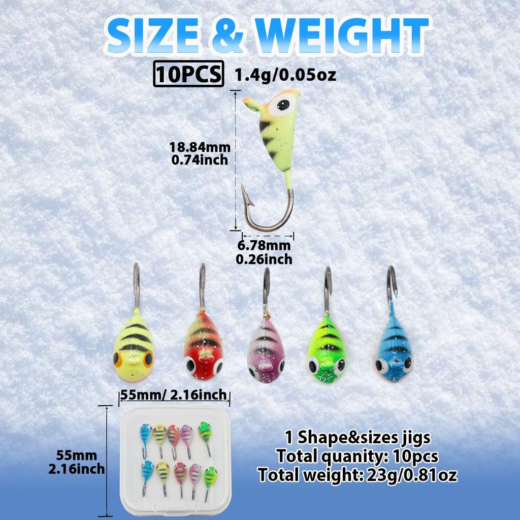 Multi Color Barbed Jig Hooks Ice Fishing Bass & Carp River Lead Head Hook Set Winter Fishing Mini Micro Lure Bait Box