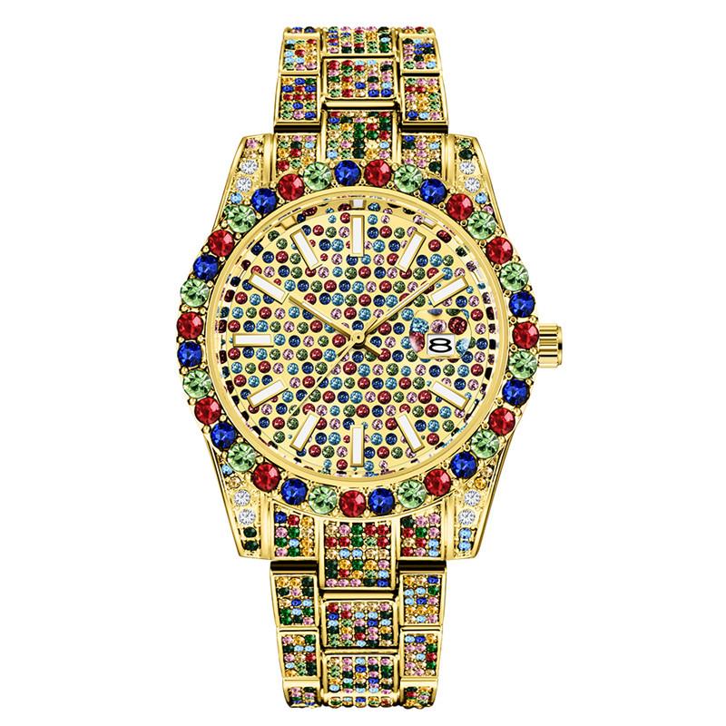 

Hip-Hop Men s Diamond-studded Water Ghost Calendar Quartz Watch