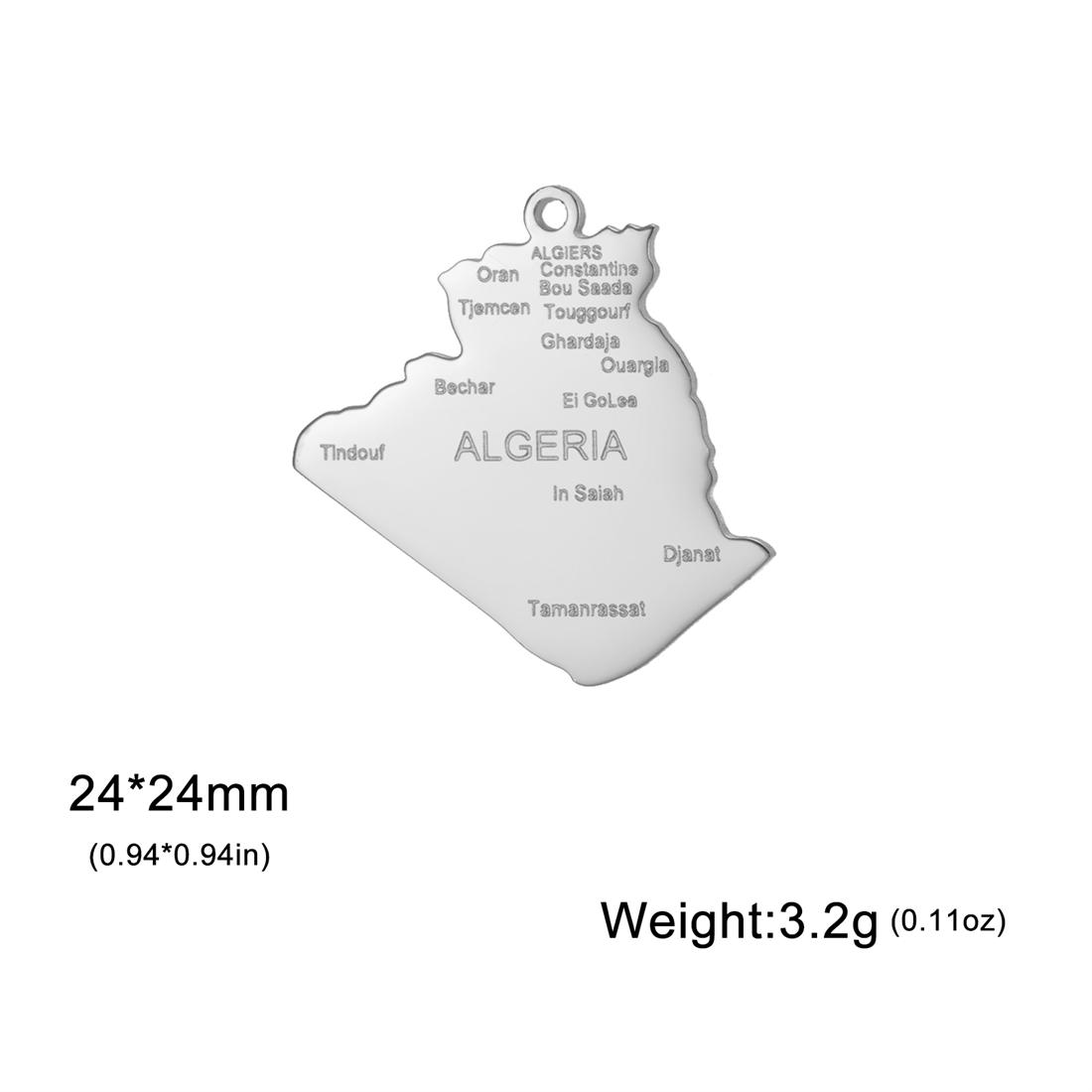 

Africa Algeria Map Pendants Stainless Steel Classic Algerian City Name Pendant Fashion Jewelry Gift Wholesale