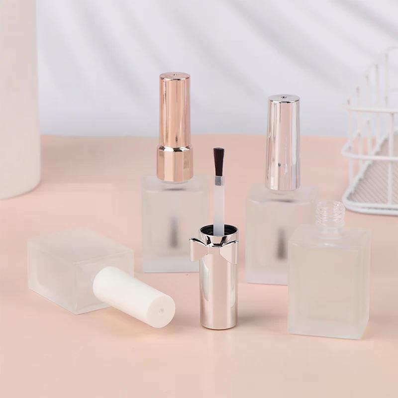 15ml Empty Frosted Round Nail Polish Bottle With Portable Brush Nail Art Container Glass Nail Oil Bottles Light-Resistant
