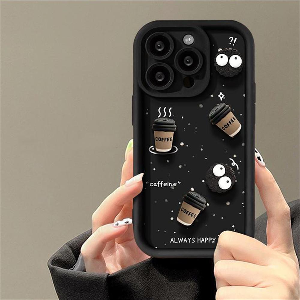 

М який силіконовий чохол для телефону Cute Fun 3D Ball Coffee для iPhone 16 14 13 12 11 15 Pro Max XS XR 7 8 Plus SE протиударний матовий чохол For iPhone 12 Pro