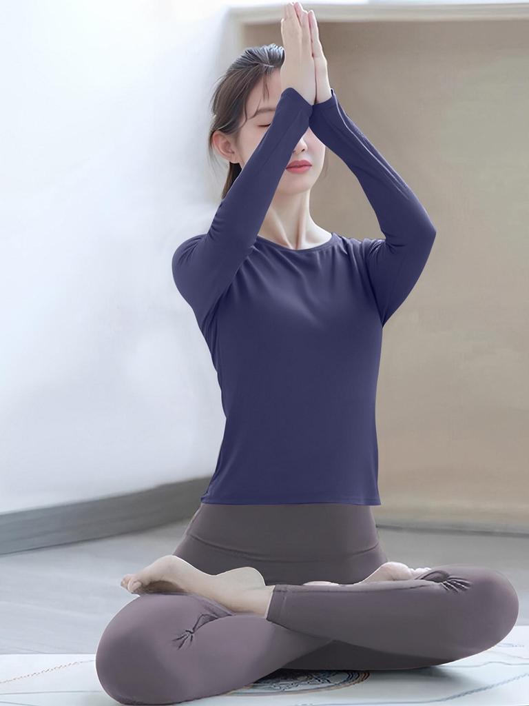 2025 Blaues Langarm Yoga & Pilates Set für Damen für Herbst/Winter