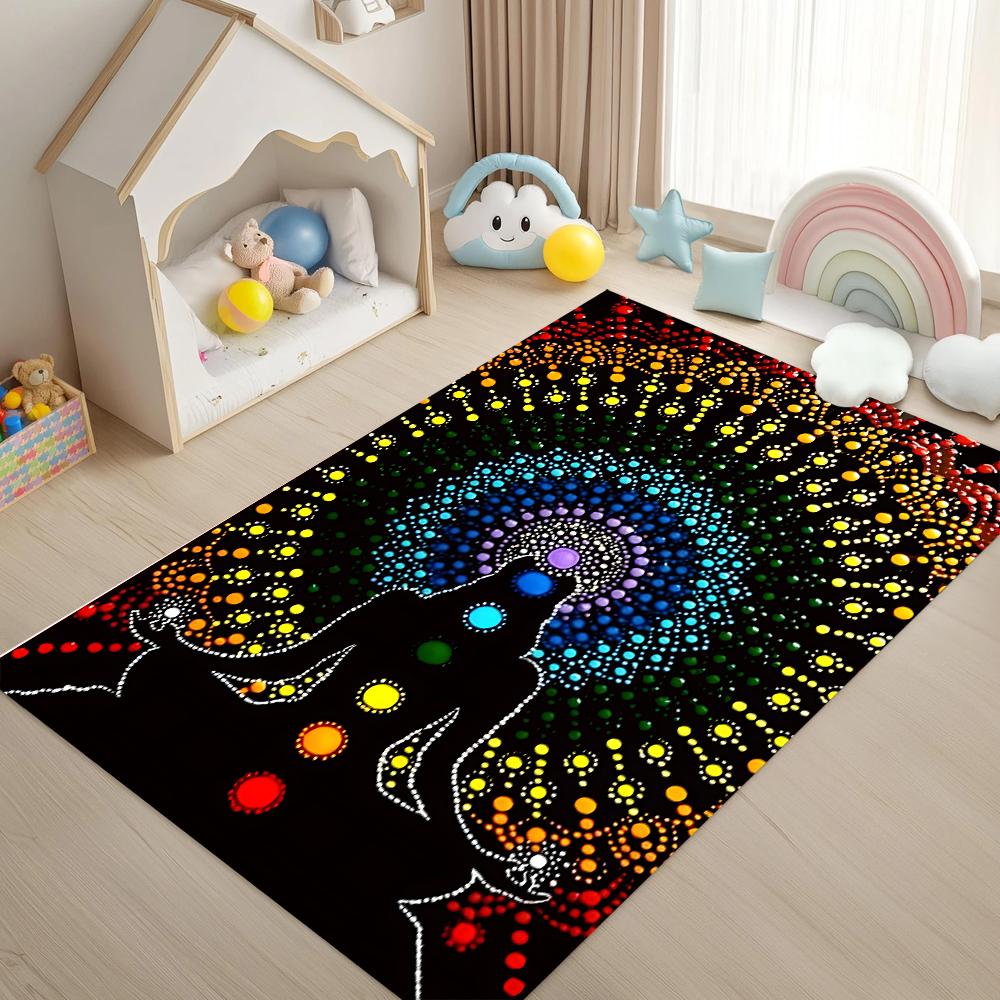 Yoga Meditation Sports Fitness 3D Printed Area Rugs for Living Room Bedroom Kitchen Bathroom Non-Slip Doormat Kids Play Carpe