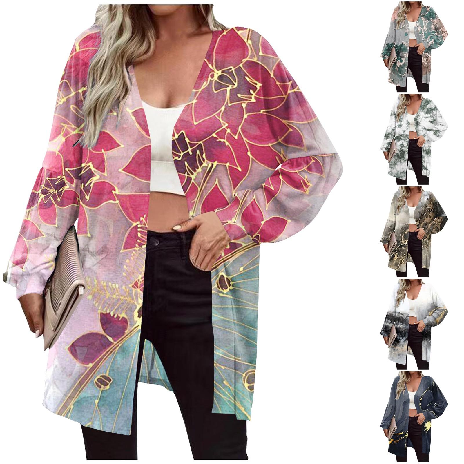 

Модный женский градиентный принт с длинным рукавом, модный кардиган, вязаное пальто