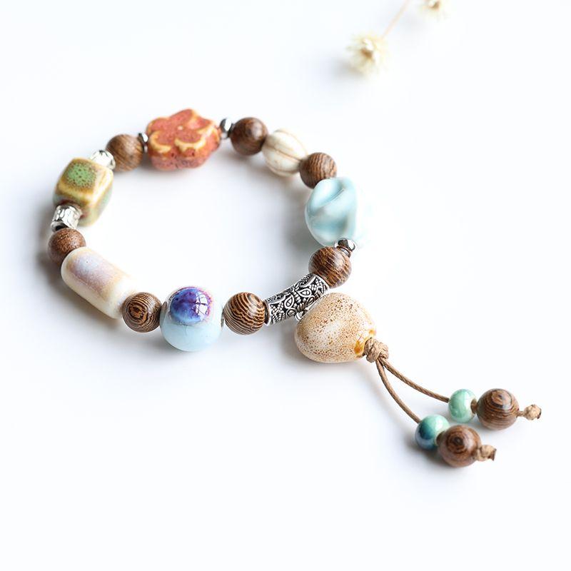 Retro Ceramic Tassel Bracelet Jingdezhen Beaded